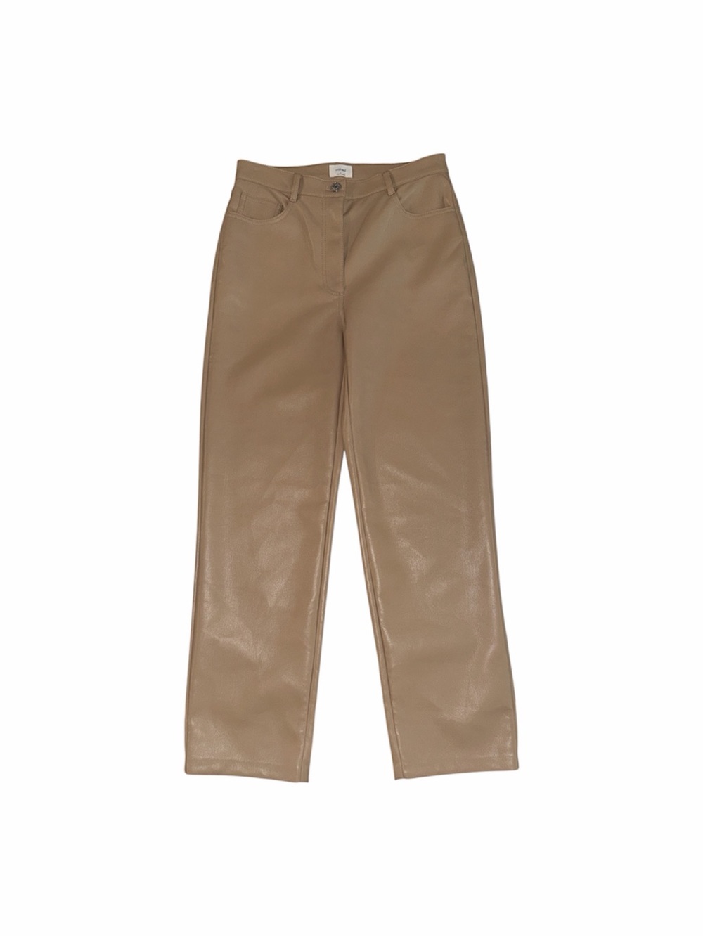 Wilfred (Aritzia) Faux Leather Straight Leg Pants Tan